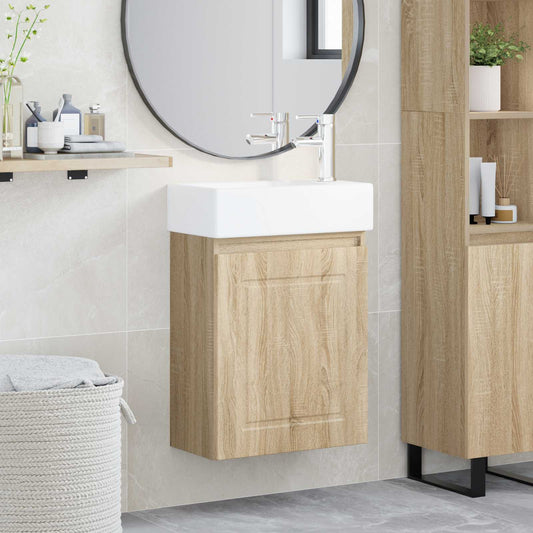 Bathroom Vanity Unit with Tap Sonoma Oak 45.5 x 22.5 x 84 cm
