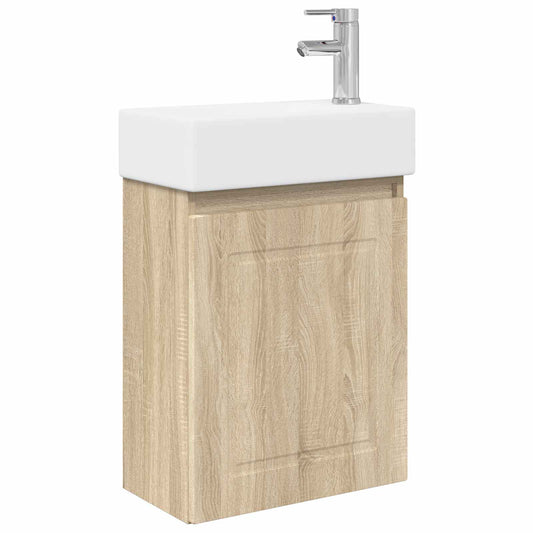 Bathroom Vanity Unit with Tap Sonoma Oak 45.5 x 22.5 x 84 cm