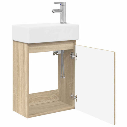 Bathroom Vanity Unit with Tap Sonoma Oak 45.5 x 22.5 x 84 cm