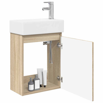 Bathroom Vanity Unit with Tap Sonoma Oak 45.5 x 22.5 x 84 cm