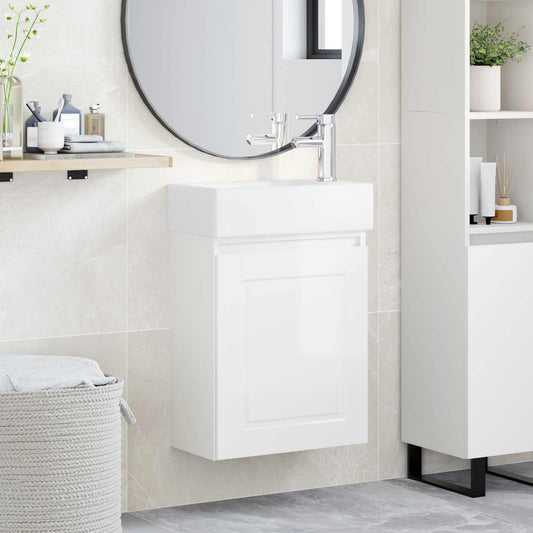 Bathroom Vanity Unit with Tap High Gloss White