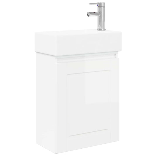 Bathroom Vanity Unit with Tap High Gloss White