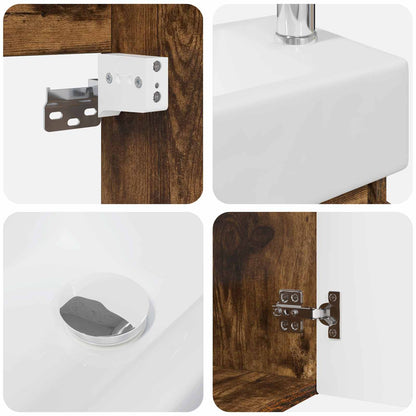 Bathroom Vanity Unit with Tap Smoked Oak 45.5 x 22.5 x 84 cm