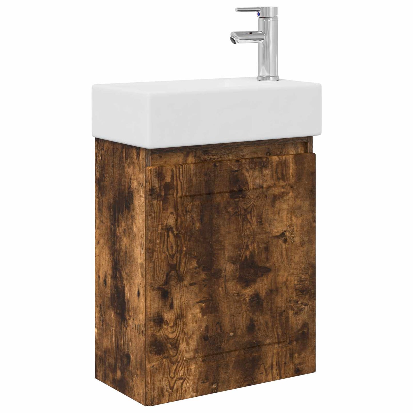 Bathroom Vanity Unit with Tap Smoked Oak 45.5 x 22.5 x 84 cm