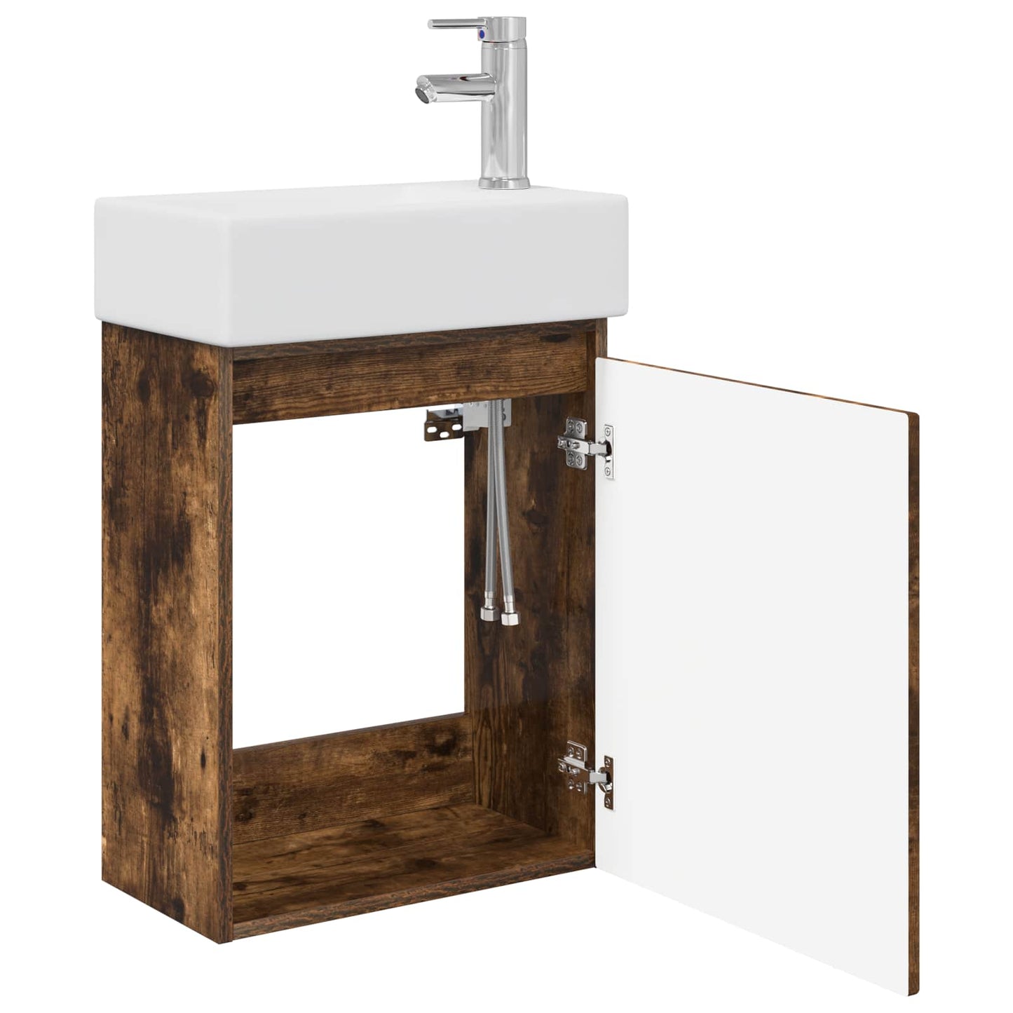 Bathroom Vanity Unit with Tap Smoked Oak 45.5 x 22.5 x 84 cm