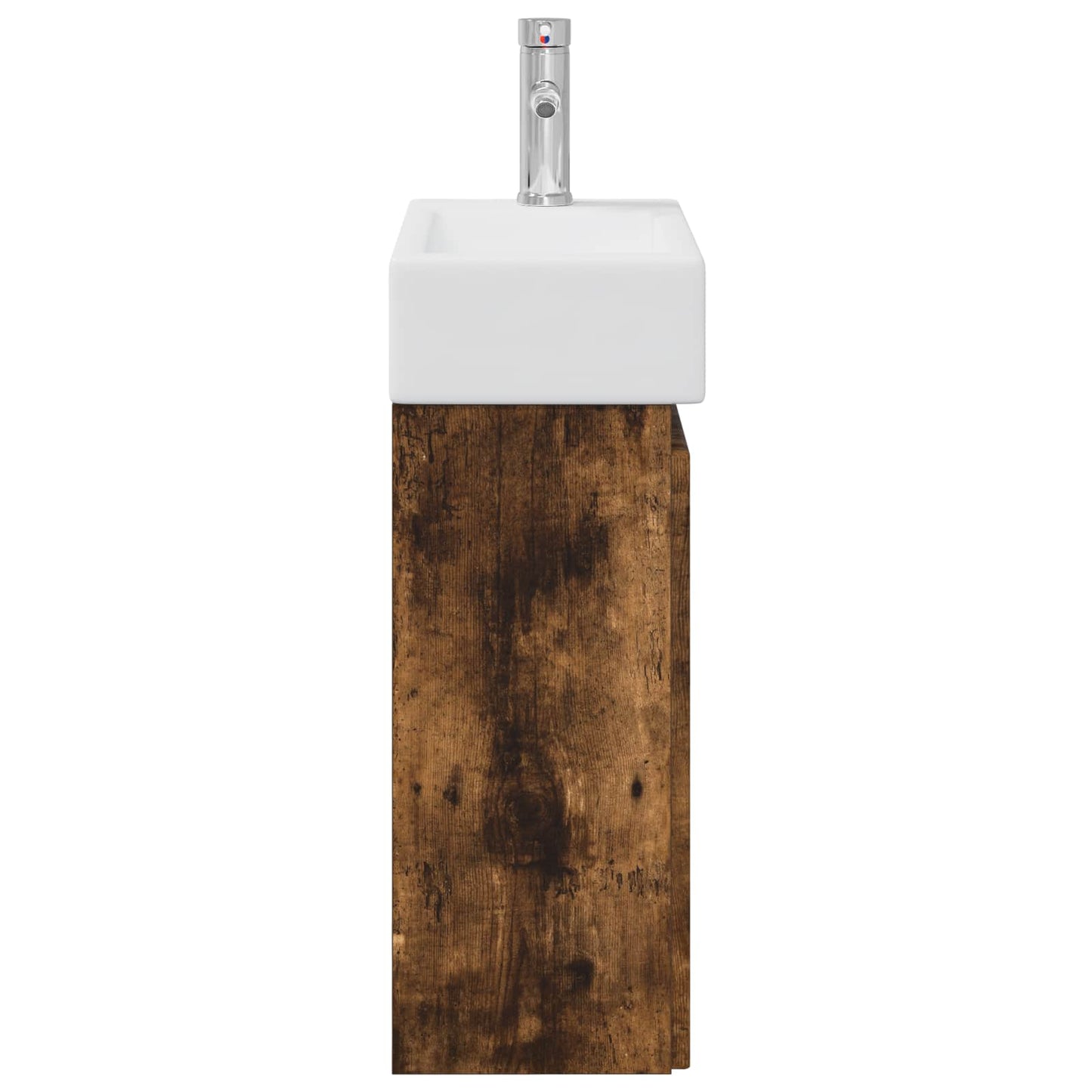 Bathroom Vanity Unit with Tap Smoked Oak 45.5 x 22.5 x 84 cm