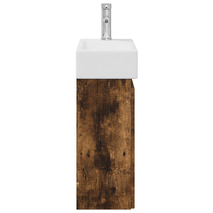 Bathroom Vanity Unit with Tap Smoked Oak 45.5 x 22.5 x 84 cm