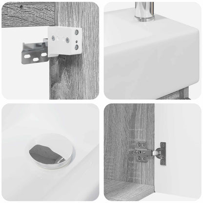Bathroom Vanity Unit with Tap Grey Sonoma 45.5 x 22.5 x 84 cm