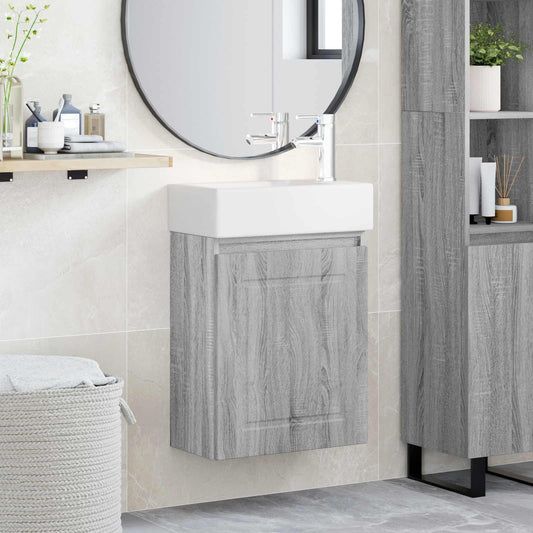 Bathroom Vanity Unit with Tap Grey Sonoma 45.5 x 22.5 x 84 cm