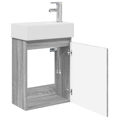 Bathroom Vanity Unit with Tap Grey Sonoma 45.5 x 22.5 x 84 cm