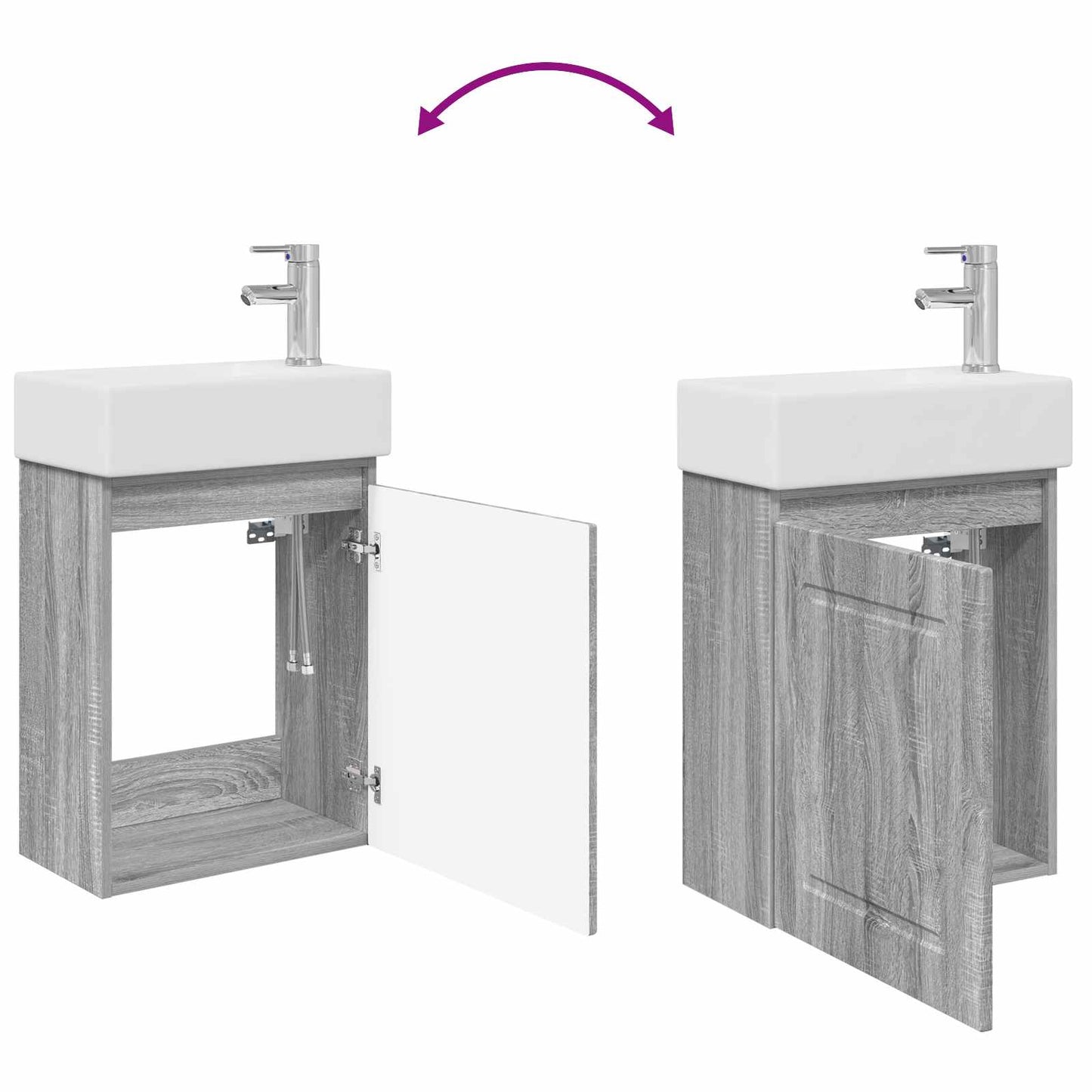 Bathroom Vanity Unit with Tap Grey Sonoma 45.5 x 22.5 x 84 cm