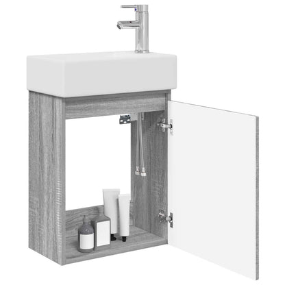 Bathroom Vanity Unit with Tap Grey Sonoma 45.5 x 22.5 x 84 cm