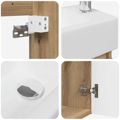 Bathroom Vanity Unit with Tap Artisan Oak 45.5 x 22.5 x 84 cm
