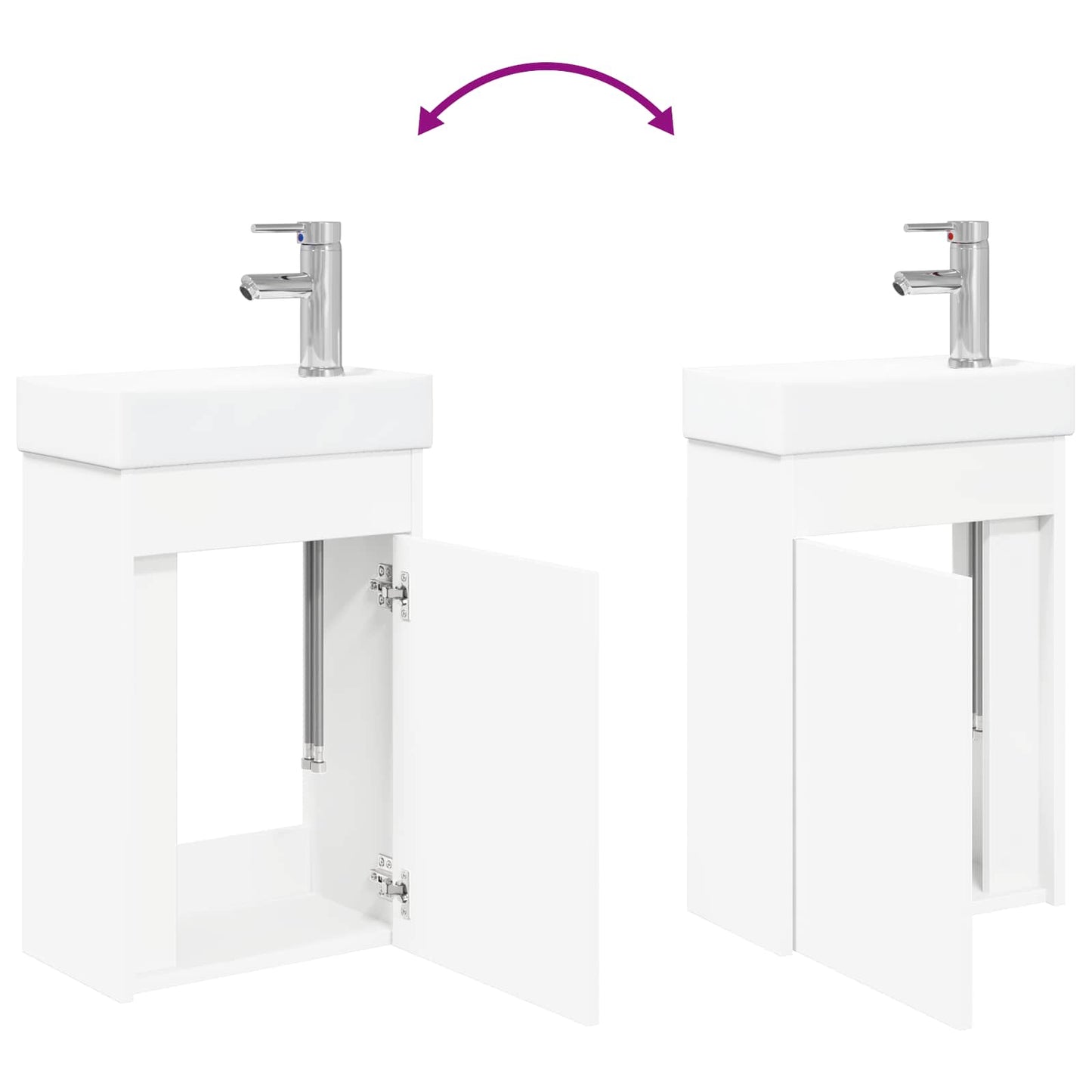 Bathroom Vanity Unit with Tap White 40.5 x 22.5 x 62 cm