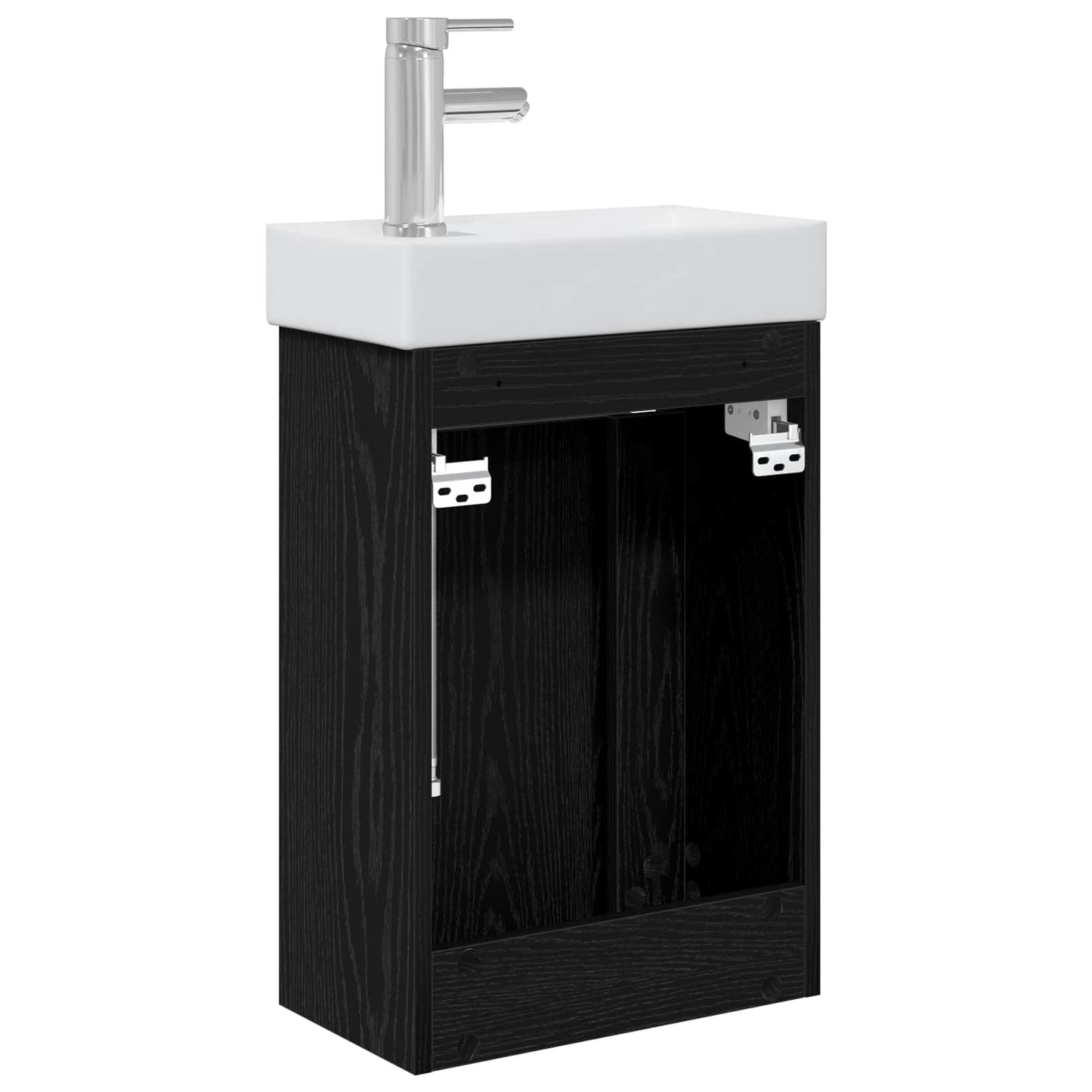 Bathroom Vanity Unit with Tap Black Oak 40.5 x 22.5 x 62 cm