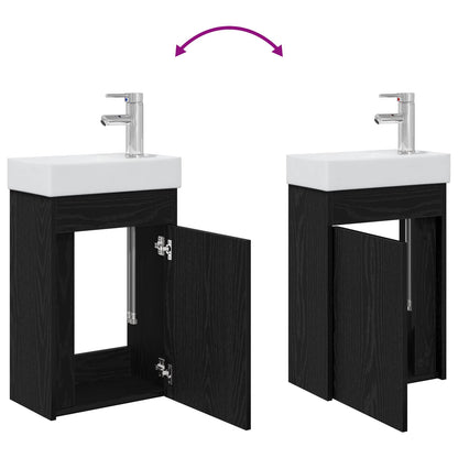 Bathroom Vanity Unit with Tap Black Oak 40.5 x 22.5 x 62 cm
