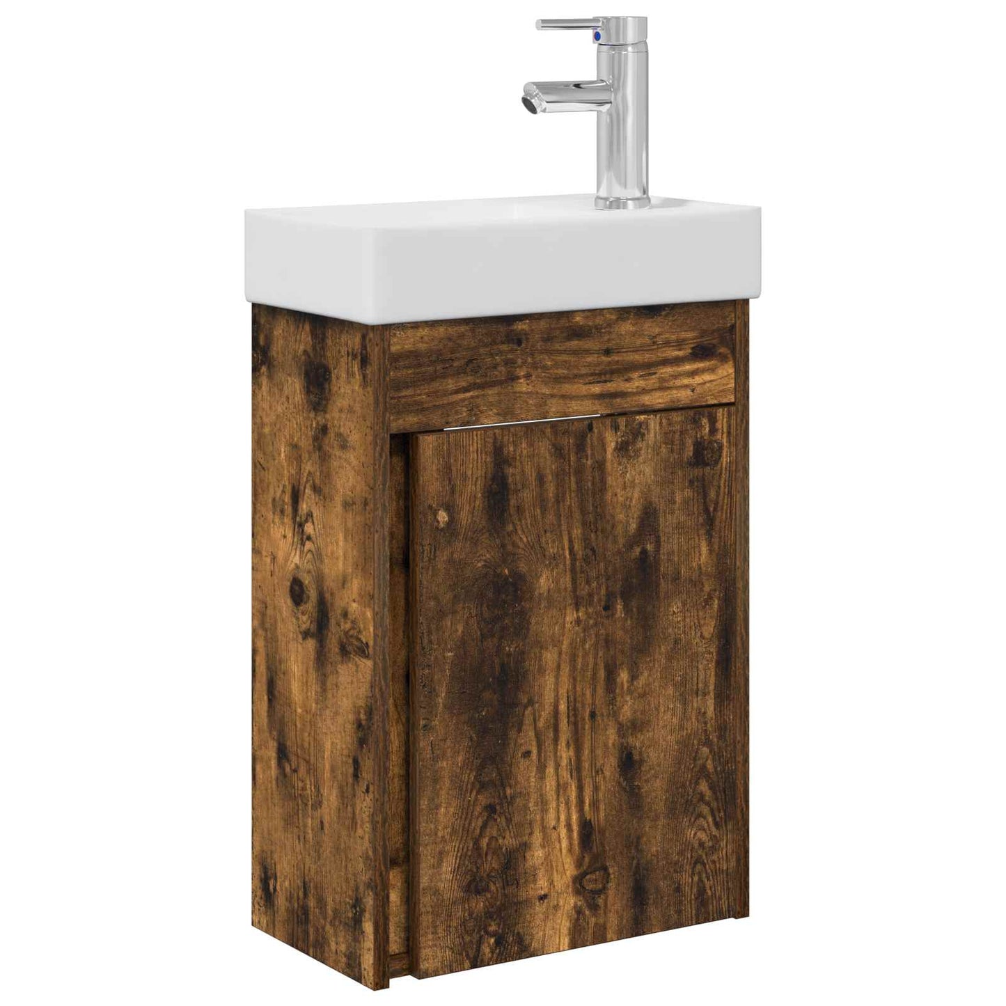 Bathroom Vanity Unit with Tap Smoked Oak 40.5 x 22.5 x 62 cm