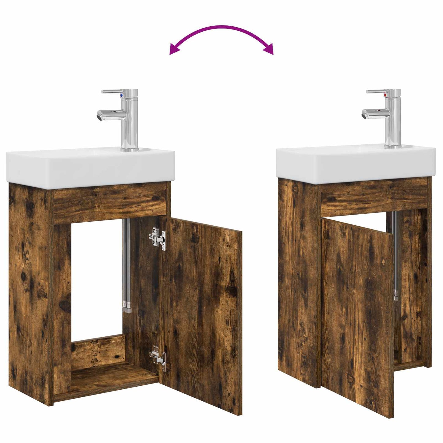 Bathroom Vanity Unit with Tap Smoked Oak 40.5 x 22.5 x 62 cm