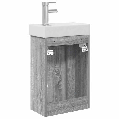 Bathroom Vanity Unit with Tap Grey Sonoma 40.5 x 22.5 x 62 cm