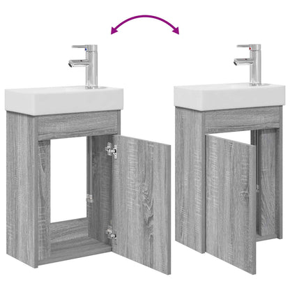 Bathroom Vanity Unit with Tap Grey Sonoma 40.5 x 22.5 x 62 cm
