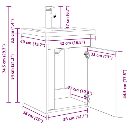Bathroom Vanity Unit with Tap White 42 x 40 x 74.5 cm