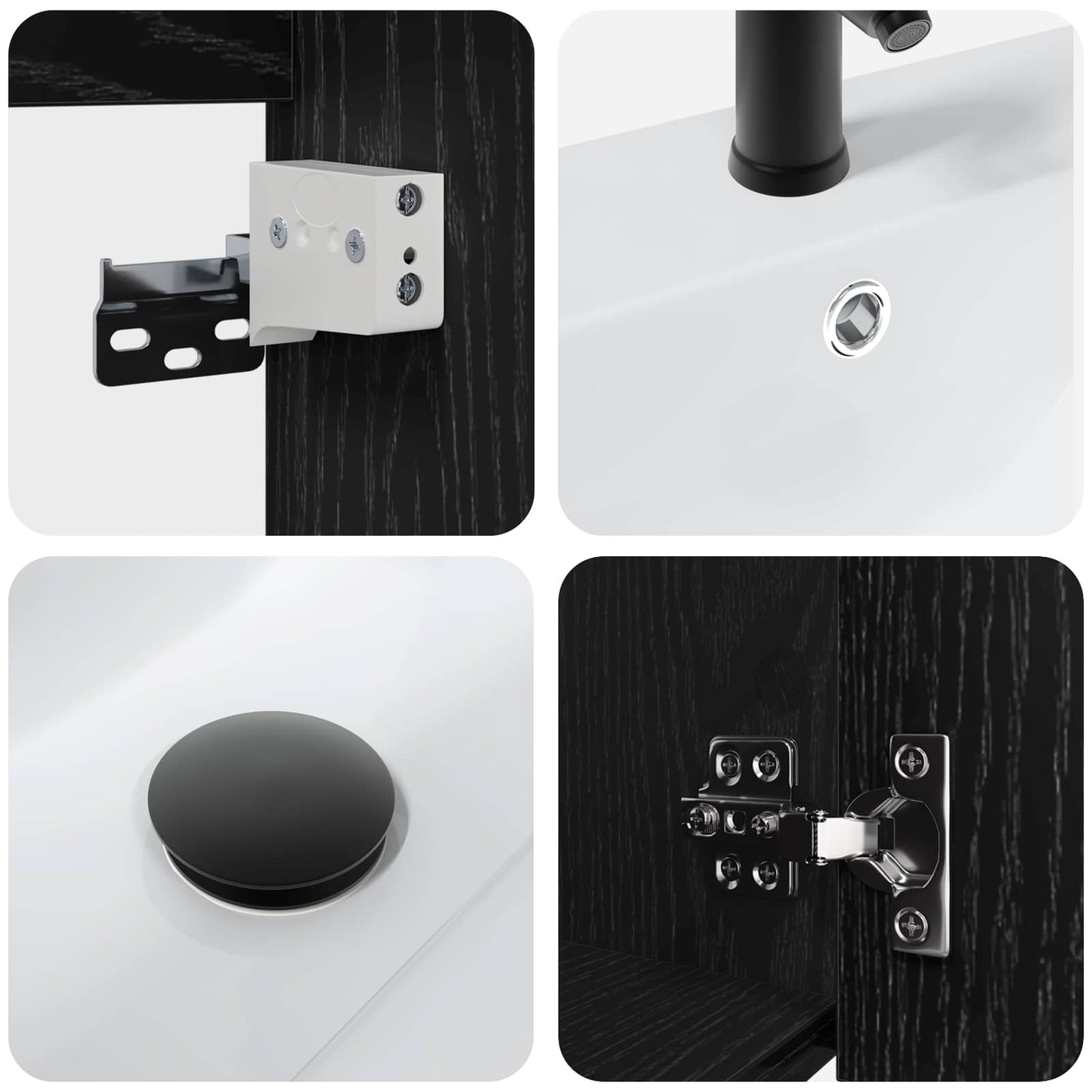 Bathroom Vanity Unit with Tap Black Oak 42 x 40 x 74.5 cm