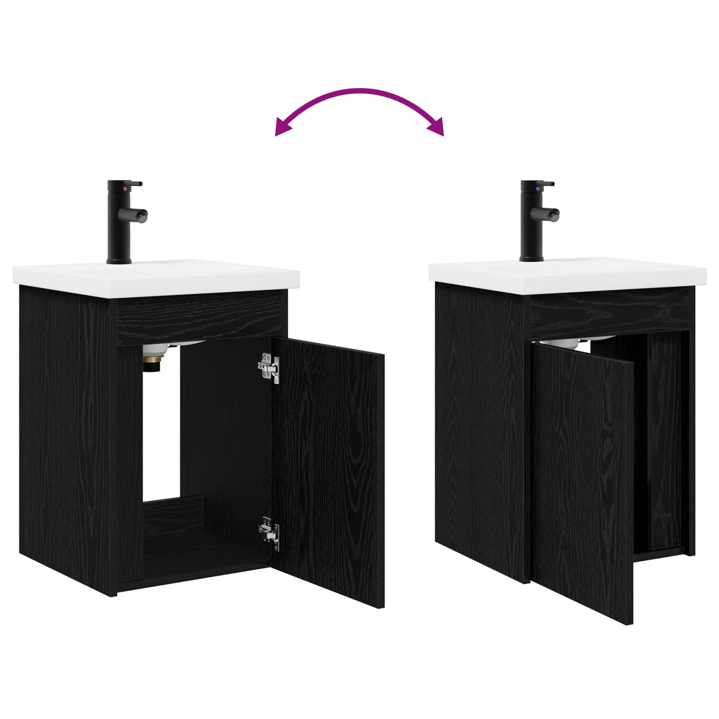 Bathroom Vanity Unit with Tap Black Oak 42 x 40 x 74.5 cm
