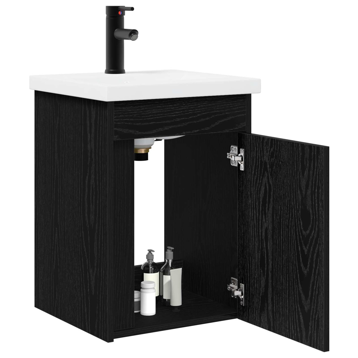 Bathroom Vanity Unit with Tap Black Oak 42 x 40 x 74.5 cm
