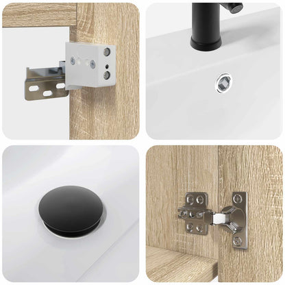 Bathroom Vanity Unit with Tap Sonoma Oak 42 x 40 x 74.5 cm