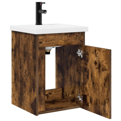 Bathroom Vanity Unit with Tap Smoked Oak 42 x 40 x 74.5 cm