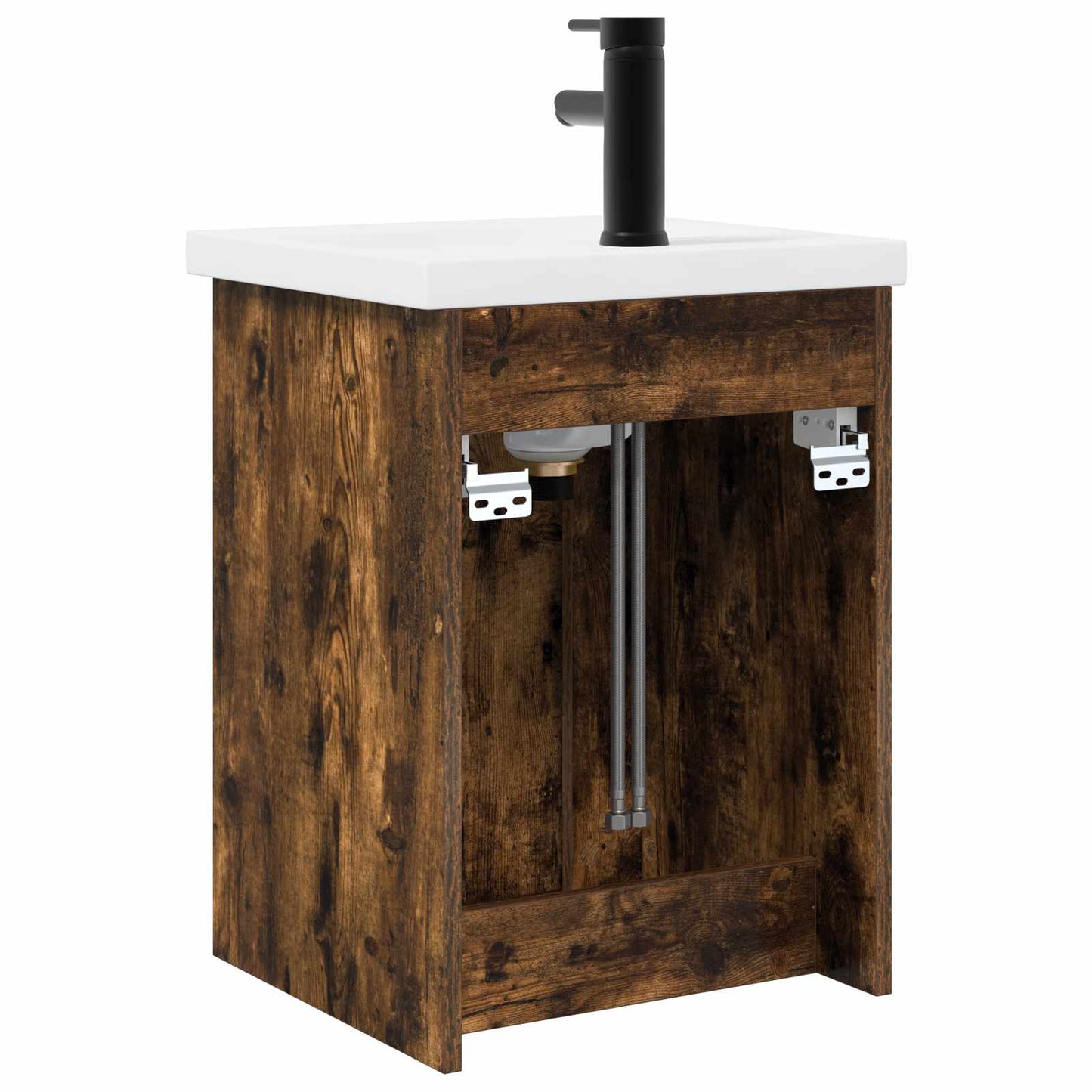 Bathroom Vanity Unit with Tap Smoked Oak 42 x 40 x 74.5 cm