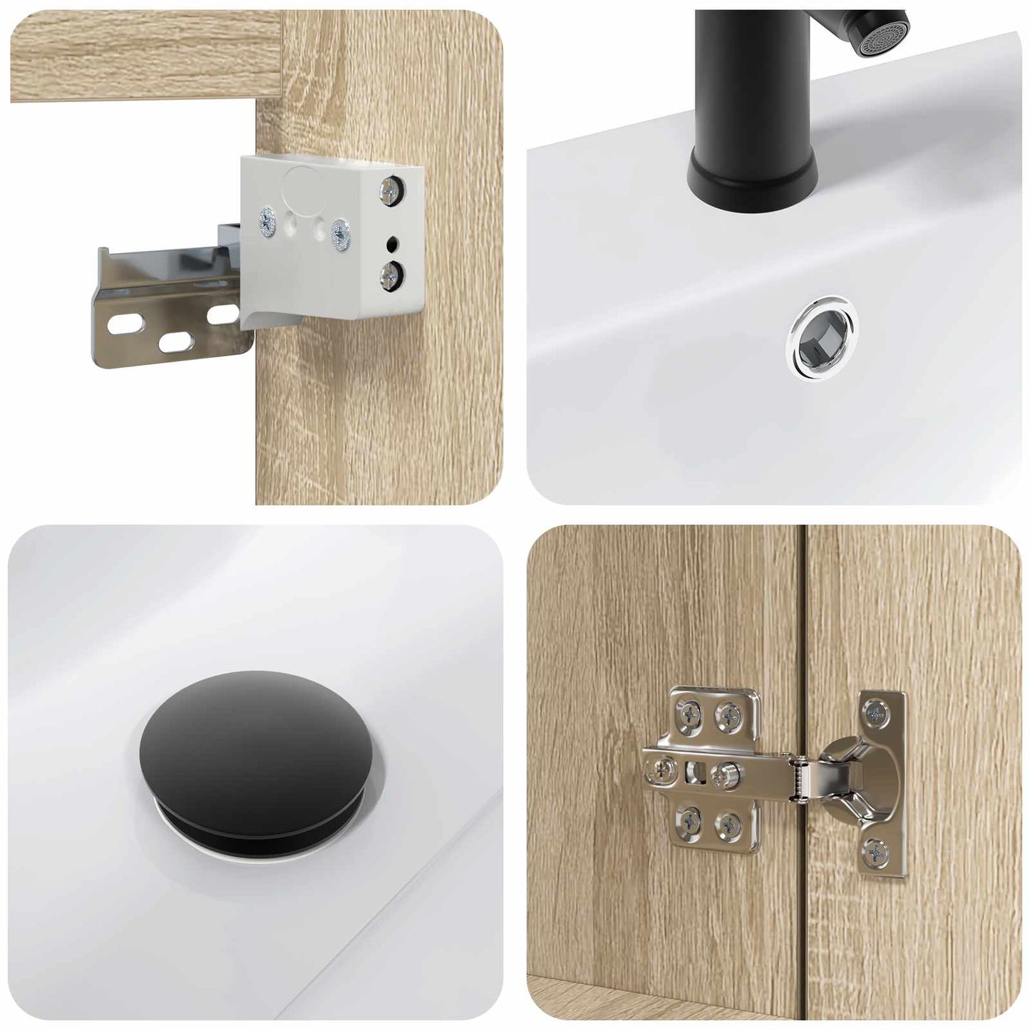 Bathroom Vanity Unit with Tap Sonoma Oak 61 x 40 x 74.5 cm