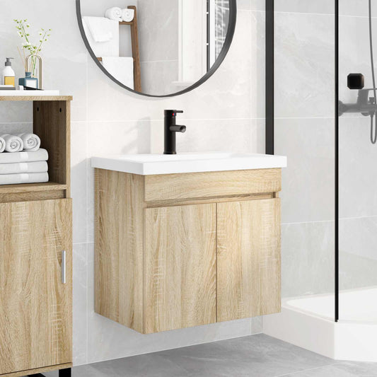 Bathroom Vanity Unit with Tap Sonoma Oak 61 x 40 x 74.5 cm
