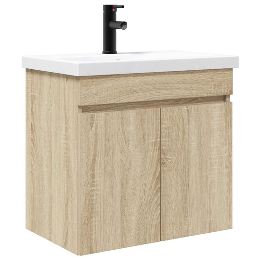 Bathroom Vanity Unit with Tap Sonoma Oak 61 x 40 x 74.5 cm