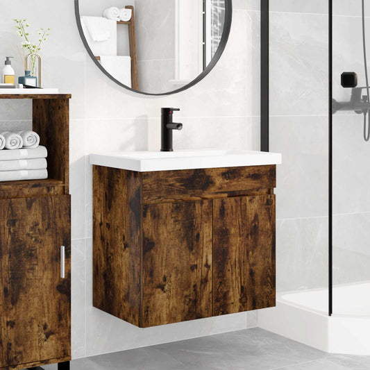 Bathroom Vanity Unit with Tap Smoked Oak 61 x 40 x 74.5 cm