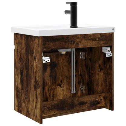 Bathroom Vanity Unit with Tap Smoked Oak 61 x 40 x 74.5 cm