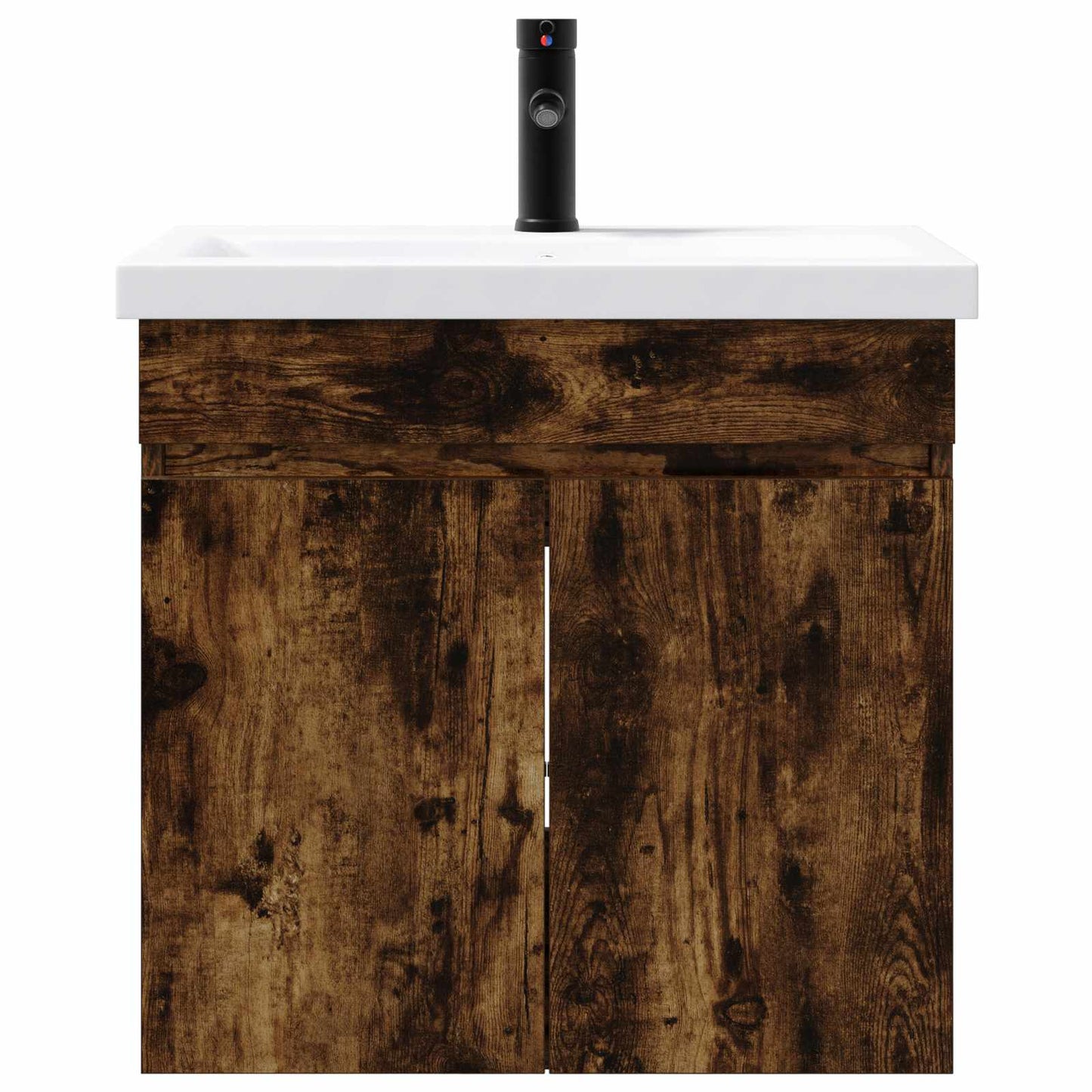 Bathroom Vanity Unit with Tap Smoked Oak 61 x 40 x 74.5 cm