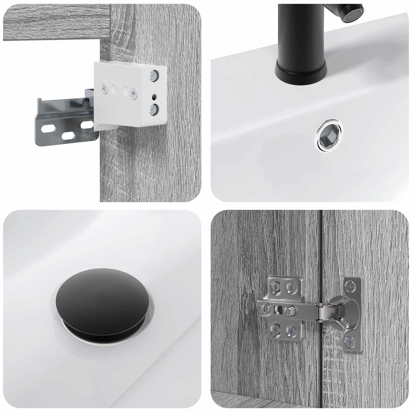 Bathroom Vanity Unit with Tap Grey Sonoma 61 x 40 x 74.5 cm