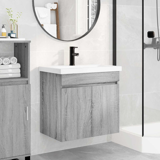 Bathroom Vanity Unit with Tap Grey Sonoma 61 x 40 x 74.5 cm