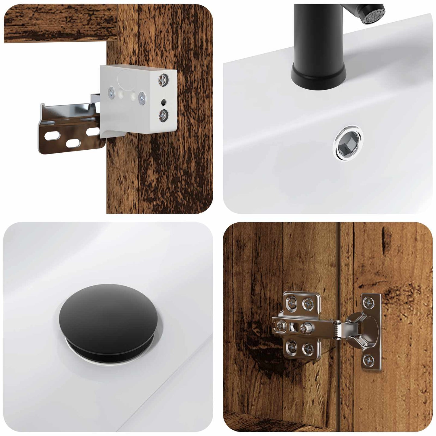 Bathroom Vanity Unit with Tap Old Wood 61 x 40 x 74.5 cm