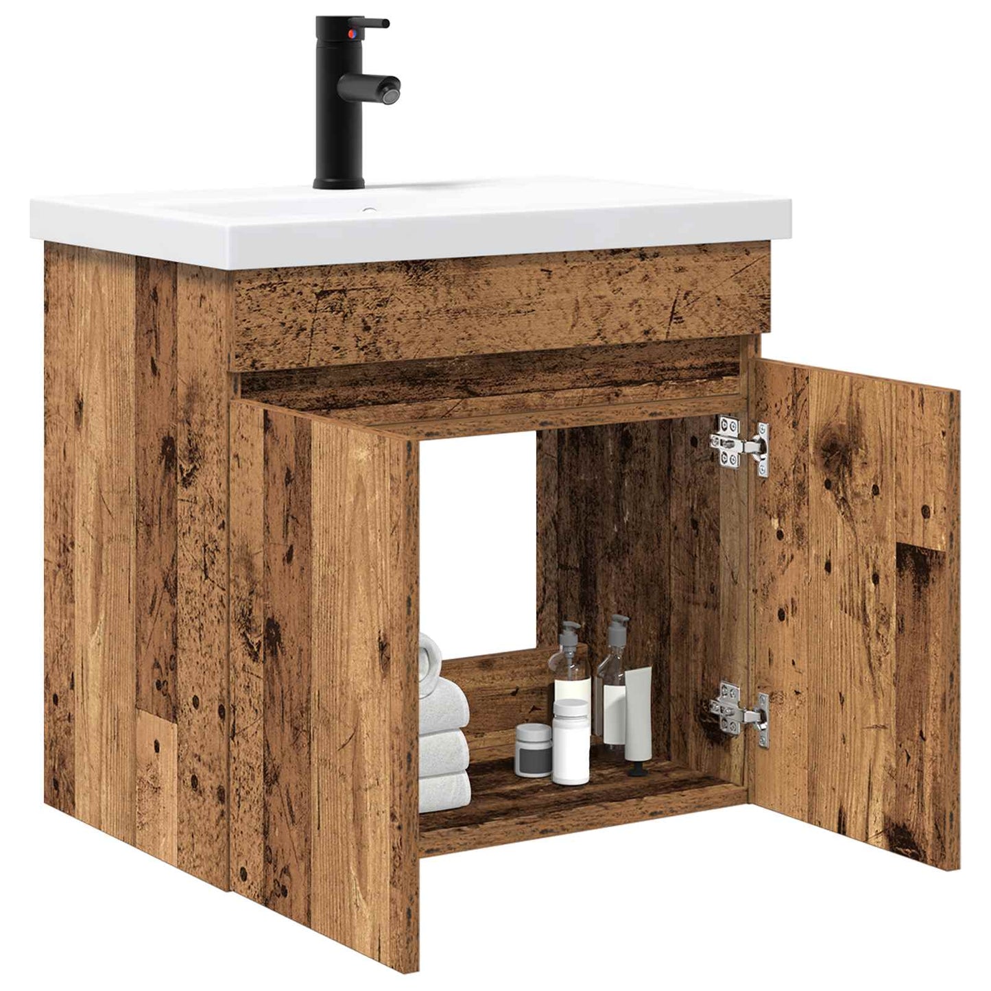 Bathroom Vanity Unit with Tap Old Wood 61 x 40 x 74.5 cm