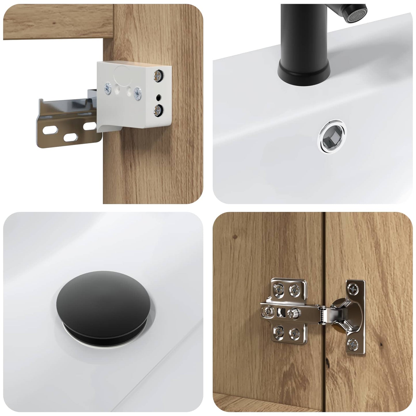Bathroom Vanity Unit with Tap Artisan Oak 61 x 40 x 74.5 cm