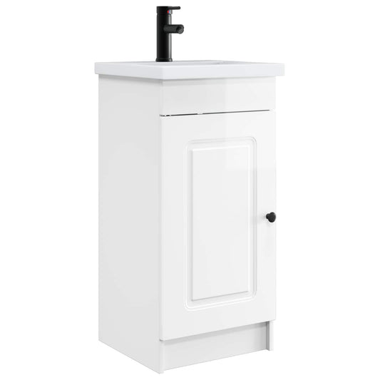 Bathroom Vanity with Sink High Gloss White 42 x 40 x 84.5 cm
