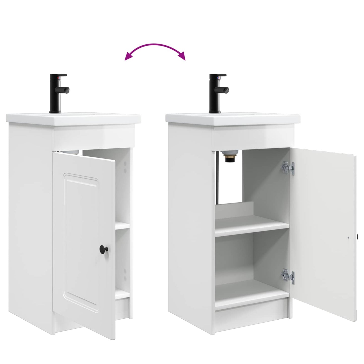 Bathroom Vanity with Sink High Gloss White 42 x 40 x 84.5 cm