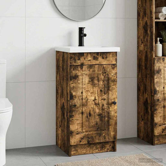 Bathroom Vanity with Sink Smoked Oak 42 x 40 x 84.5 cm