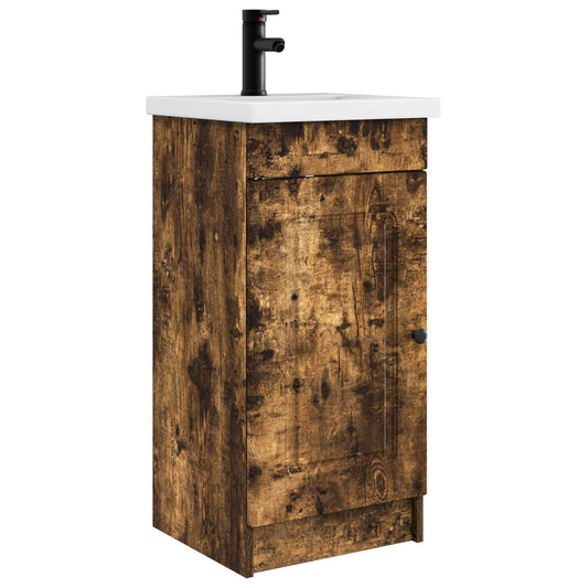 Bathroom Vanity with Sink Smoked Oak 42 x 40 x 84.5 cm