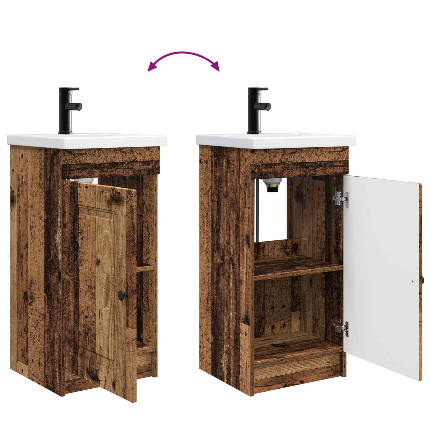 Bathroom Vanity with Sink Old Wood 42 x 40 x 84.5 cm