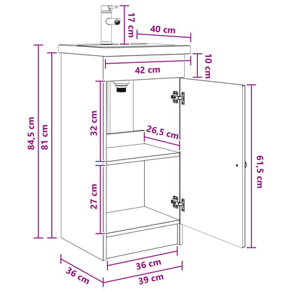 Bathroom Vanity with Sink Old Wood 42 x 40 x 84.5 cm
