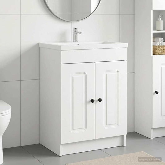 Bathroom under Sink Cabinet White 56 x 37.5 x 81 cm