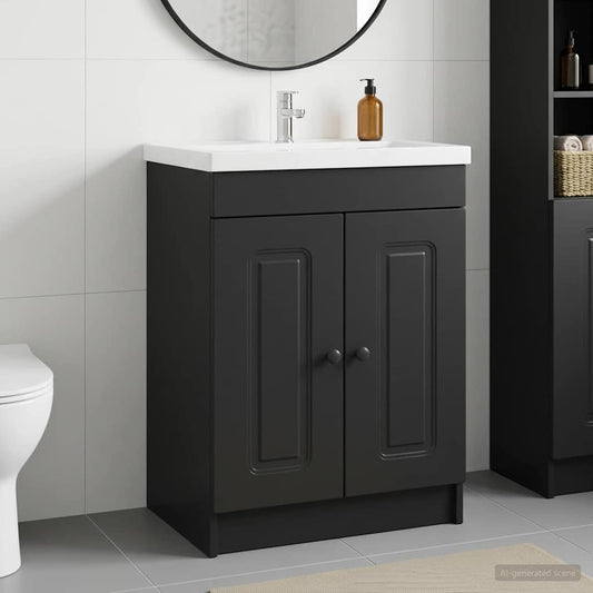 Bathroom under Sink Cabinet Black 56 x 37.5 x 81 cm